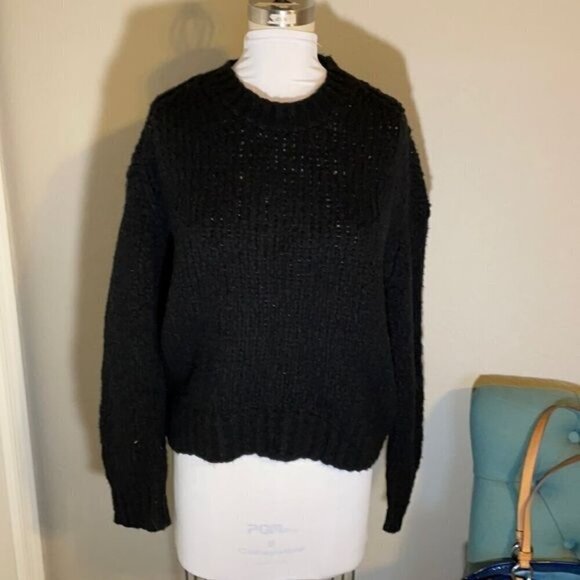 360 Cashmere Abbot Black Thick Knit Crew Neck Pullover Sweater Size S - Picture 4 of 12